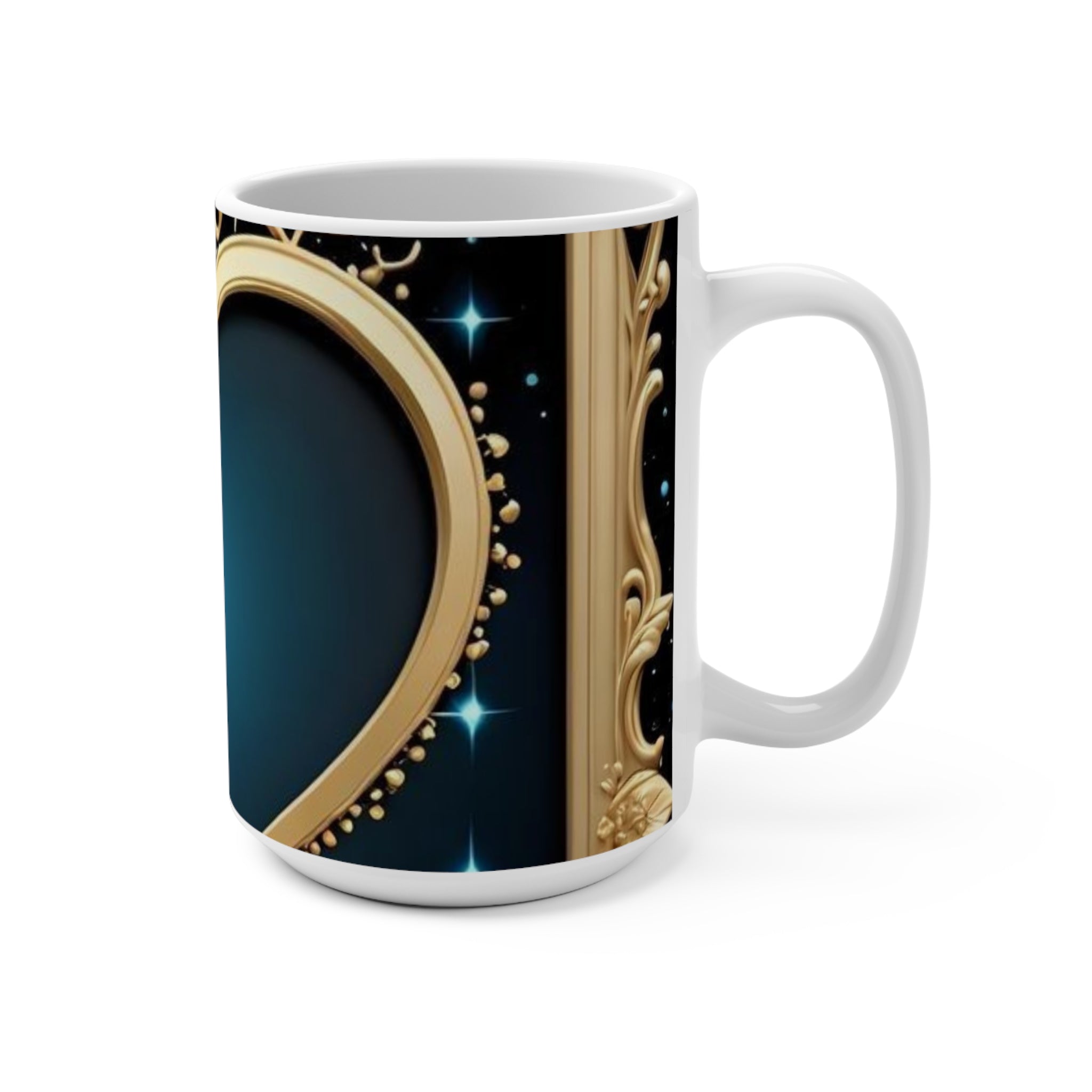 Elegant Blue Rose Luxury Mug – Gold Accent Floral Coffee Cup, Romantic & Stylish Gift